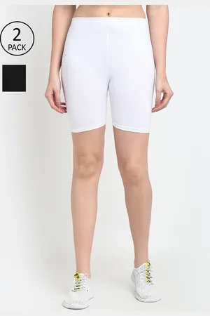 Jinfo Women Black & White Pack of 2 Cycling Sports Shorts