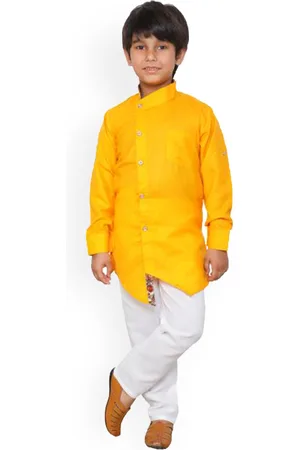 DKGF FASHION Boys Yellow Kurta with Pyjamas