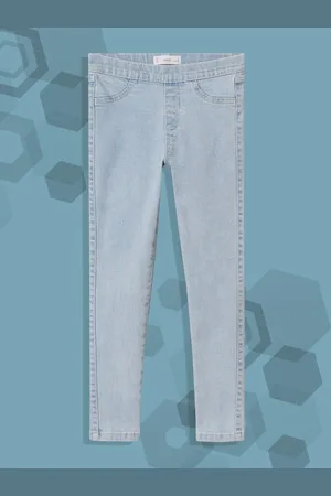 MANGO Girls Blue Solid Light Fade Stretchable Jeggings
