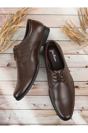 John Karsun Men Brown Textured Formal Derbys