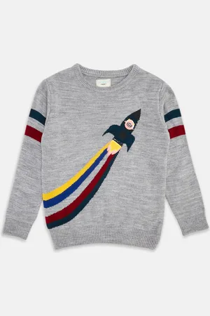 Pantaloons Boys Grey & Yellow Printed Pullover