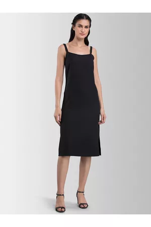 FableStreet Women Black Solid Sheath Dress
