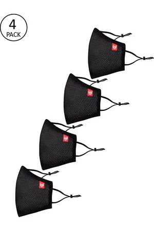 Swiss Eagle Unisex Black Pack of 4 Solid 6-Ply Outdoor Face Masks