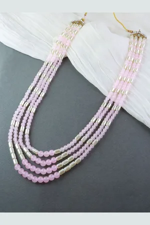 I Jewels Men Gold-Toned & Pink 4 Layered Gold-Plated Necklace