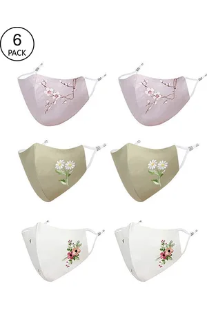 Masq Women Pack Of 6 Reusable Anti-Pollution 4-Ply Cloth Masks