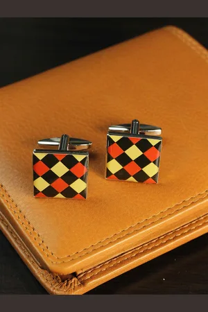 Tossido Men Printed Brass Metal Premium Cufflink