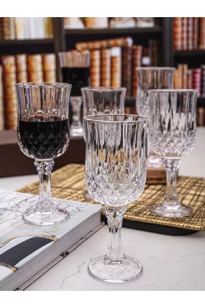 GOODHOMES Set Of 6 Transparent Textured Wine Glasses
