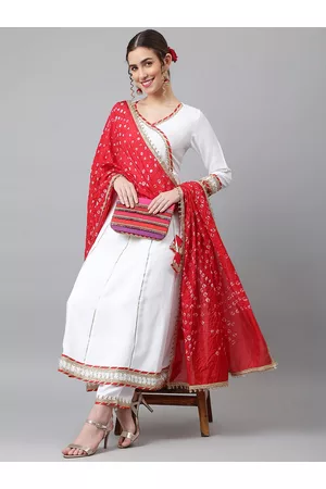 Khushal K Women White Angrakha Kurta with Palazzos & With Dupatta