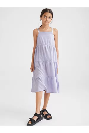 H&M Girls Purple Solid Tiered Dress