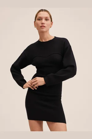 MANGO Women Black Solid Bodycon Mini Dress