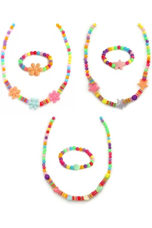 EL REGALO Girls Set of 6 Purple & Yellow Beaded Jewellery Set