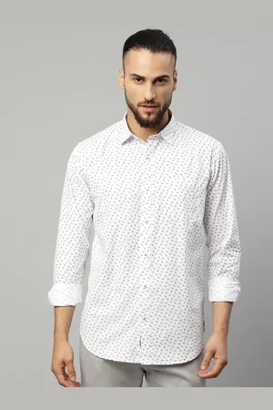 Rodamo Men White Slim Fit Printed Cotton Casual Shirt