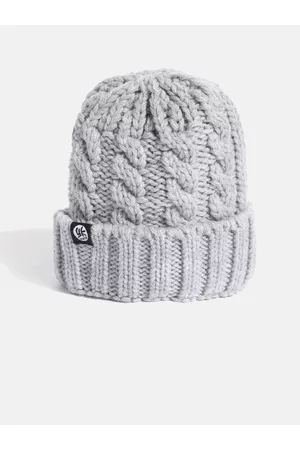 YK Kids Grey Cable Knit Self-Design Beanie
