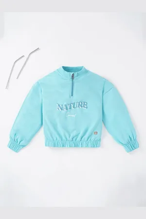 Ed-a-Mamma Girls Blue Printed Sweatshirt