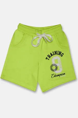 Chimprala Unisex Kids Green Printed Mid-Rise Regular Shorts with Antimicrobial Technology