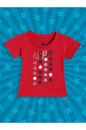 Ralph Lauren Girls Red Brand Logo Printed Pure Cotton T-shirt