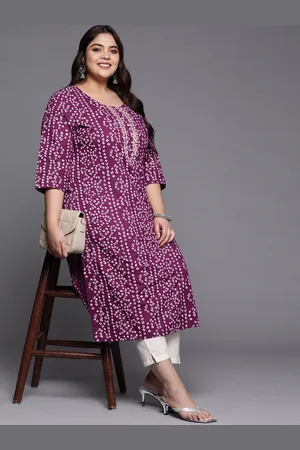 Varanga Plus Size Women Pure Cotton Bandhani Printed Kurta