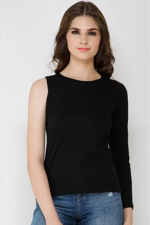 Cation Women Black Solid Pure Cotton Top