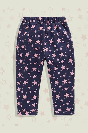 Mothercare Girls Navy Blue Printed Pure Cotton Track Pants