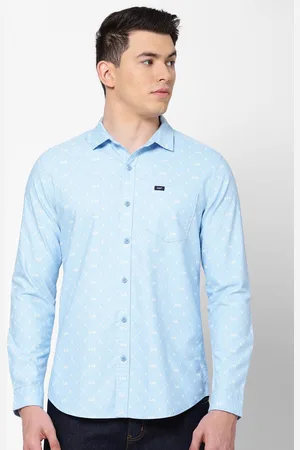 Lee Men Blue Slim Fit Floral Printed Casual Shirt