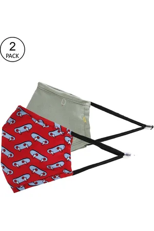 EL REGALO Kids Pack of 2 Red & Grey 3 Ply Outdoor Masks
