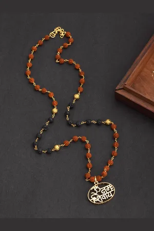 Tistabene Men Brown & Gold-Toned Alloy Gold-Plated Beaded Necklace