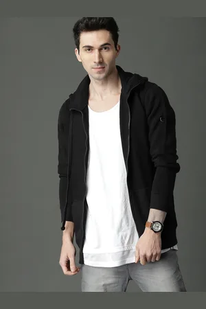 Roadster Men Black Solid Hooded Sweatshirt