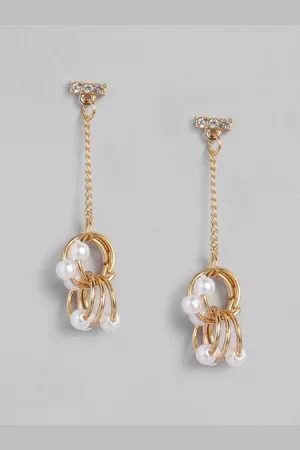 justpeachy Gold-Toned Gold Plated Contemporary Drop Earrings