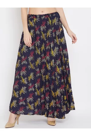 Clora Creation Women Navy Blue & Purple Printed Flared Maxi Skirt