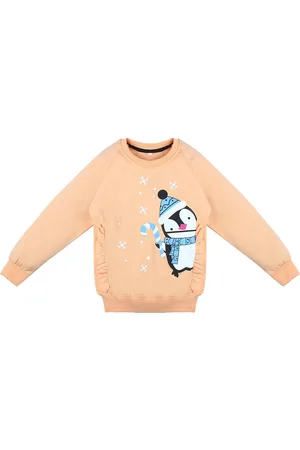 Superminis Girls Peach-Coloured Printed Sweatshirt