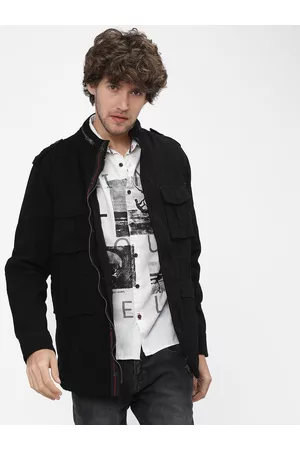 Highlander Men Black Cotton Tailored Jacket