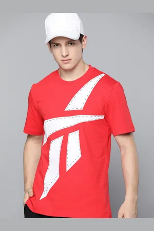 Reebok Men Red WCE Pure Cotton Printed T-shirt