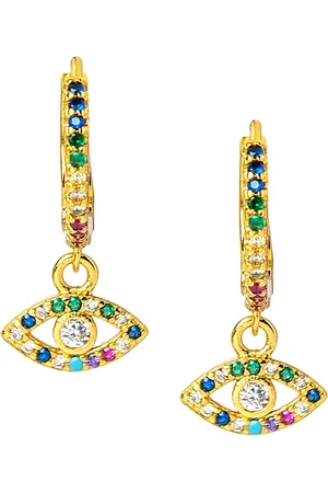 Moon Dust Woman Gold-Toned Evil Eye Drop Earrings