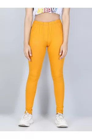 StyleStone Girls Mustard Yellow Cotton Jeggings