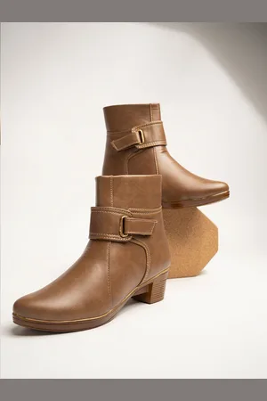 Shoetopia Women Brown Solid Leather Boots