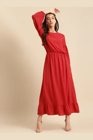 DODO & MOA Women Red Solid Maxi Dress