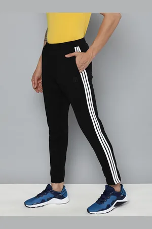 HARVARD Men Black & White Side Striped Track Pants