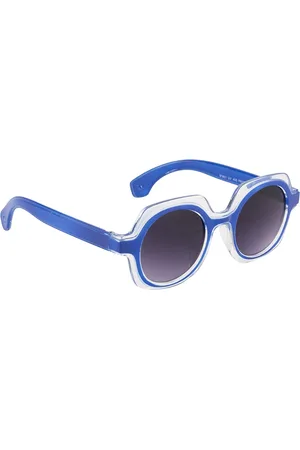 YK Unisex Kids Grey Lens & Blue Round Sunglasses with UV Protected Lens