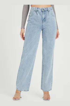 Styli Women Blue High Waist Wide Leg Jeans with Pocket and Belt Loops