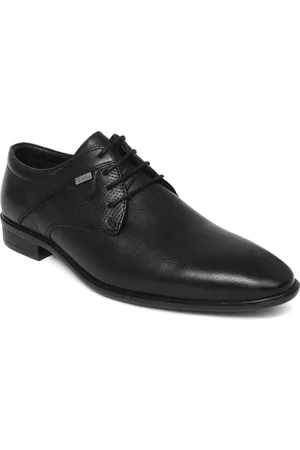 ZOOM Men Black Textured Formal Derbys