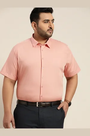 Sztori Men Plus Size Dusty Pink Pure Cotton Solid Casual Shirt