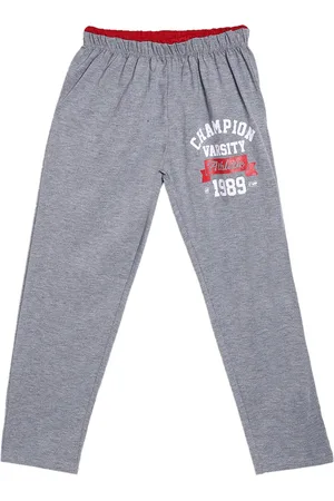 Sweet Angel Boys Charcoal Grey Champion Printed Straight-Fit Cotton Track Pants