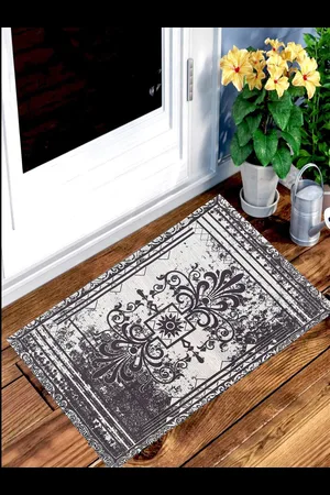 BELLA TRUE Set Of 2 Grey Digital Printed Anti-Skid Doormats