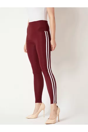 Miss Chase Women Maroon Solid Skinny-Fit Jeggings