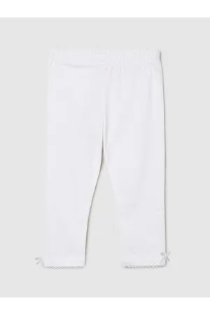 Max Collection Girls White Solid Ankle-Length Leggings
