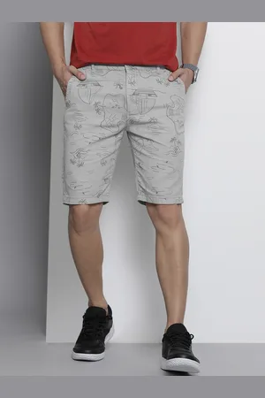 The Indian Garage Co Men Grey Printed Slim Fit Cotton Chino Shorts