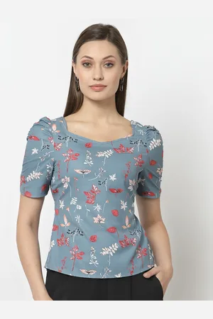 Gipsy Women Blue Floral Print Top