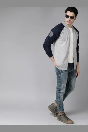 Roadster Men Grey Melange Solid Sweatshirt