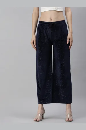 SHOWOFF Women Navy Blue Loose Fit Trousers