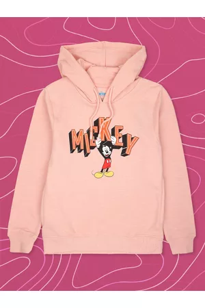Kidsville Boys Pink Mickey Mouse Printed Hooded Sweatshirt